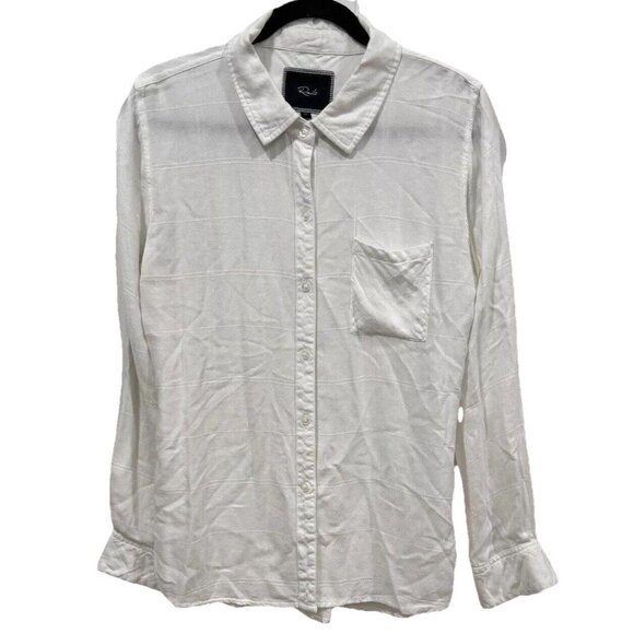 Women’s‎ Rails White Rayon Button Down Shirt Medium M Pocket Top Blouse - Picture 1 of 7